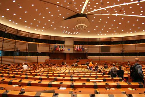 Conference hall of the EU Parliament in Brussels