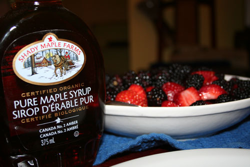 Pure maple syrup, fruits and ...