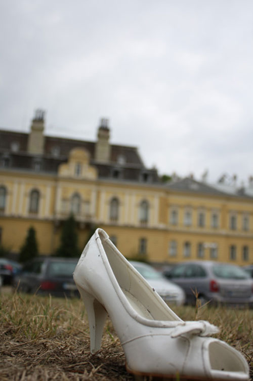 A shoe (don't ask) and and the former Tasr's Palace in the background