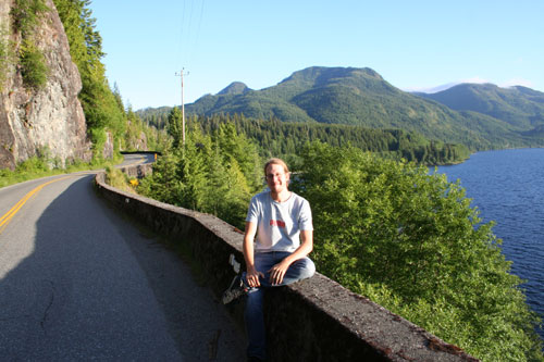 Me sitting on the only road to Tofino