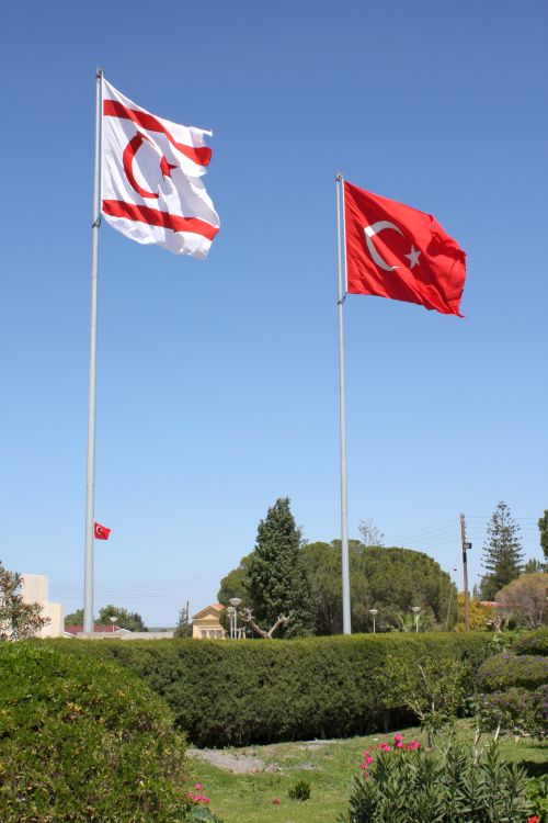 The flag of the "Turkish republic of Northern Cyprus" and Turkey